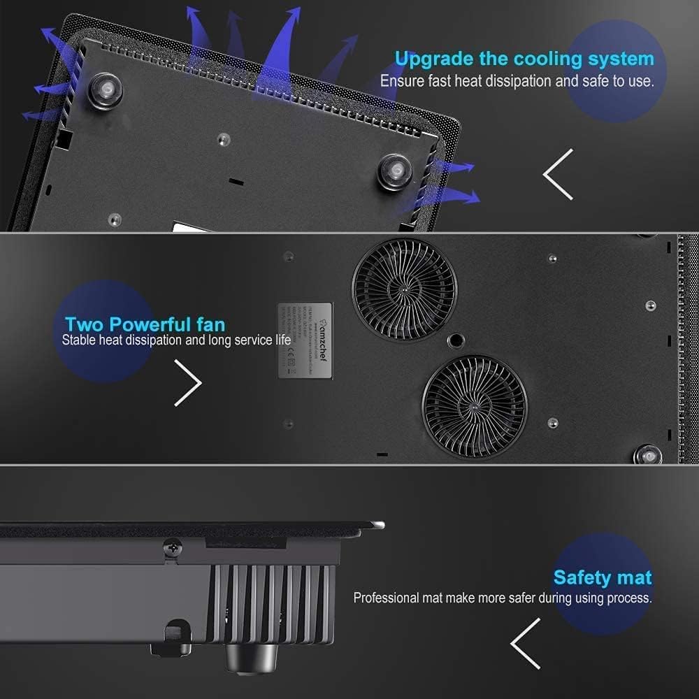 AMZCHEF Piano Cottura Induzione, Piastra Induzione 2 Fuochi Incasso con Superficie In Cristallo Nero Lucido, Controllo Touch Sensor e Blocco Bambini,10 Livelli di Potenza e Impostazione Timer, 3300W AMZCHEF Piano Cottura Induzione, Piastra Induzione 2 Fuochi Incasso con Superficie In Cristallo Nero Lucido, Controllo Touch Sensor e Blocco Bambini,10 Livelli di Potenza e Impostazione Timer, 3300W