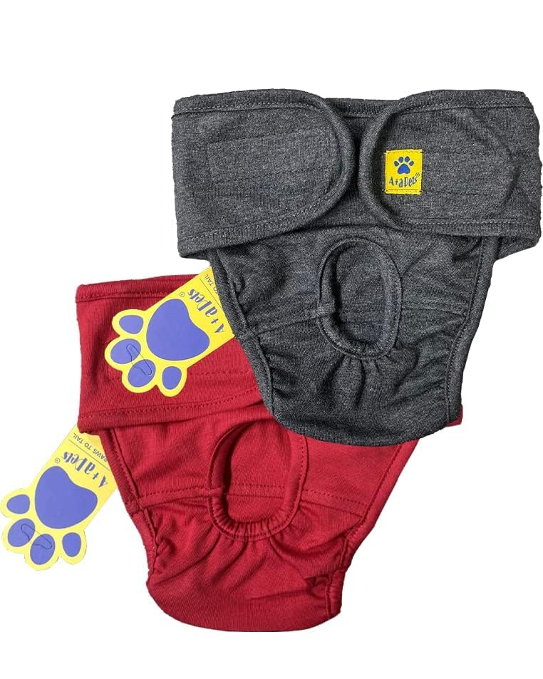 A+a Pets’ Cotton Dog Diapers | Stretchable Comfortable Washable and Reusable (Red & Grey, S) (B0C3CFZRK3) Amazon Price History, Amazon Price Tracker