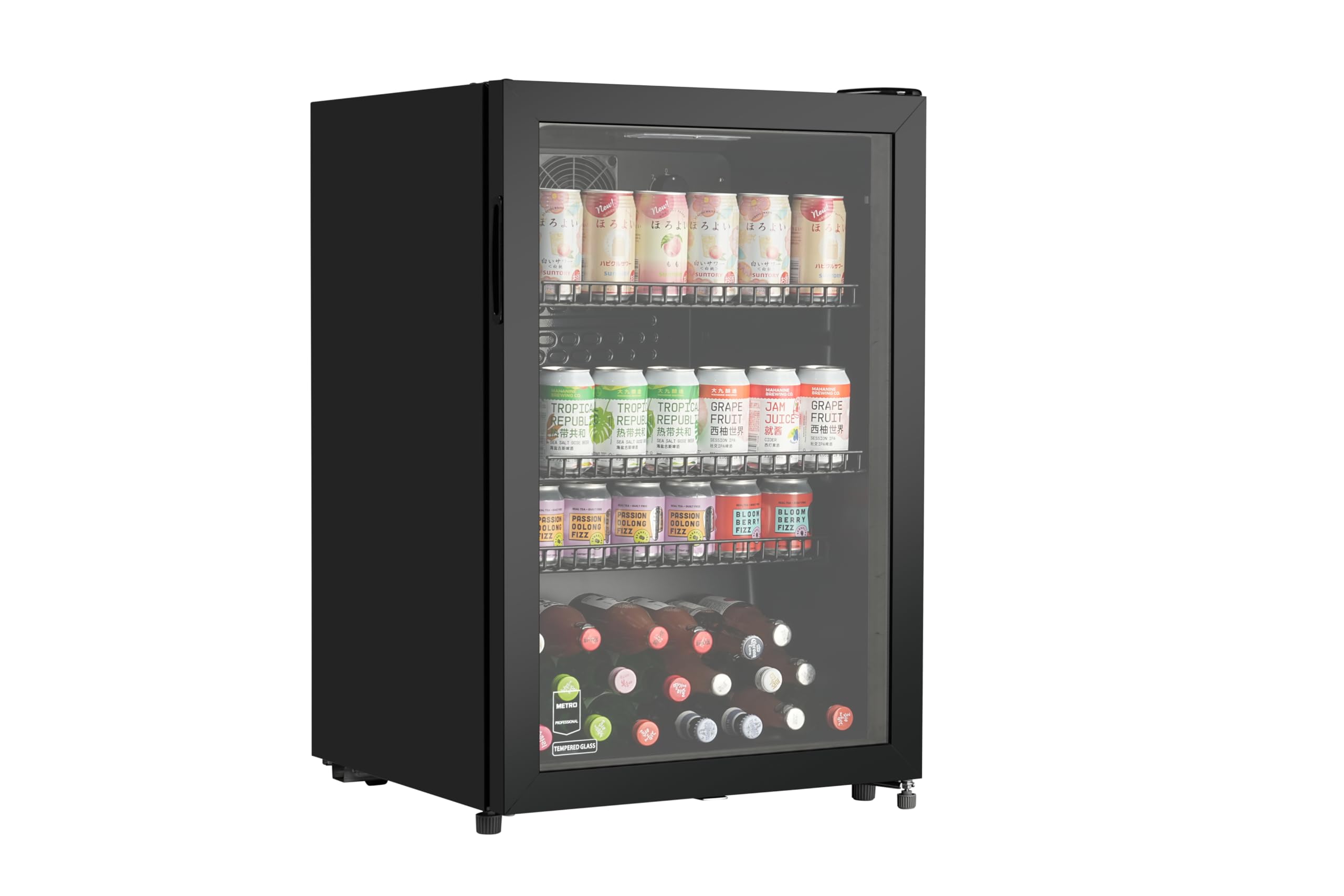 mini frigorifero bar con porta di vetro e tre ripiani regolabili black