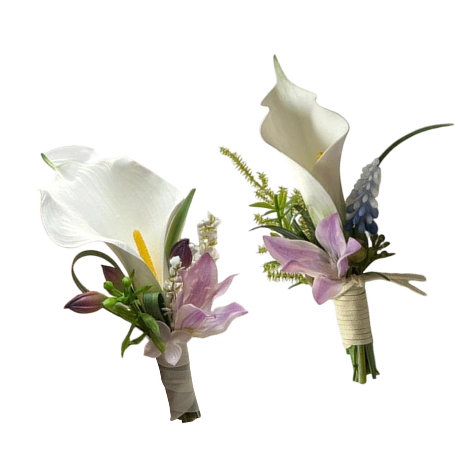 Piceioep Calla Corsage Flower Boutonnieres for Wedding, Proms, Anniversaries, Ceremonies and Beach Parties Artificial Flowers Elegant Faux Calla Boutonniere for Bride and Groom