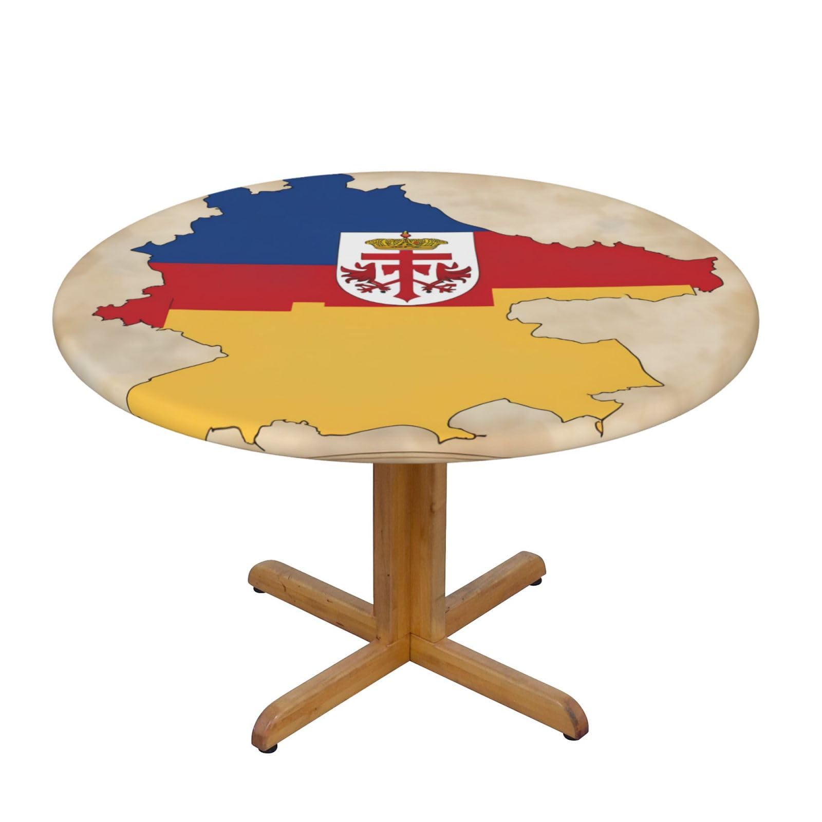 DUWAA Thuringia Flag Map01 Print Oxford Fitted Table Cover For Patio Picnic, Waterproof Round Tablecloth For Home And Outdoor