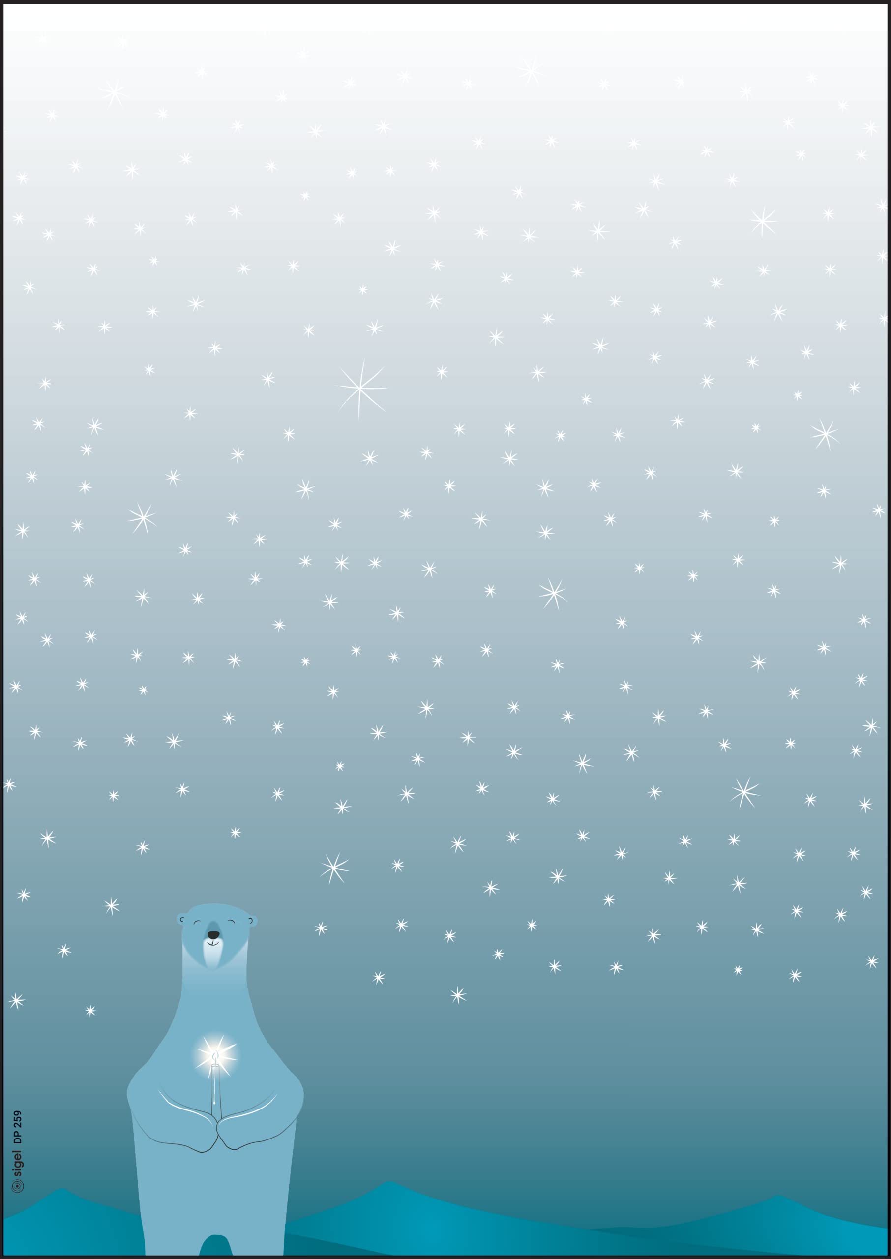 SIGEL DP259 Christmas writing paper "Polar bear with candle", 90 gsm, A4, 25 sheets