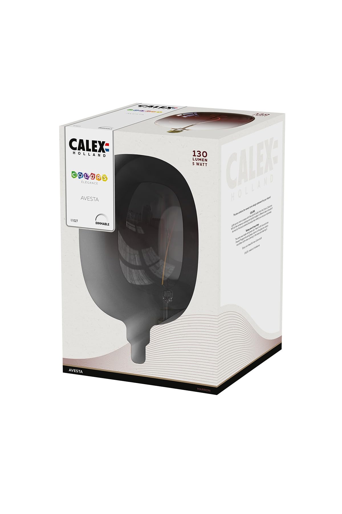 Calex Colors Avesta, oprawka E27, żarówka filamentowa 5 W, możliwość ściemniania, dekoracyjna żarówka, brązowa, ciepła biel
