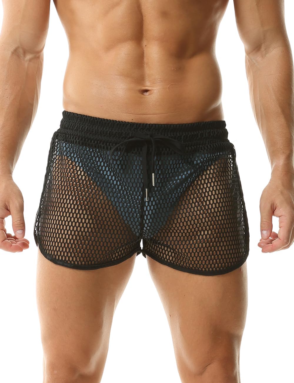 Men's Mesh Shorts Sexy See Through Underwear Sheer Breathable Fishnet Boxer Briefs - Image 2