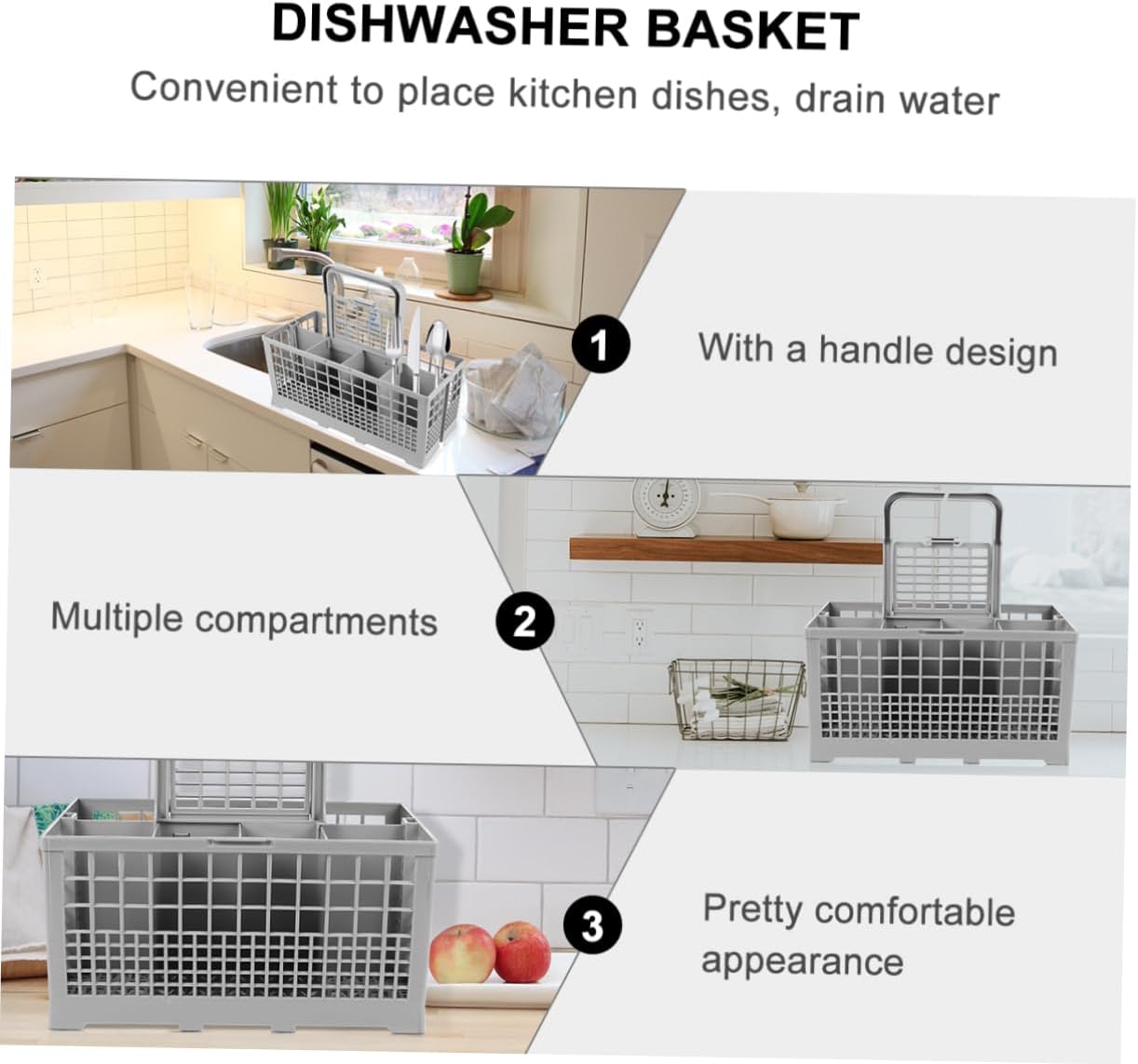 Dishwasher Basket for Cutlery and Kitchen Utensils Multi-compartment Storage Organizer for Dishes and Office Supplies Easy to Clean and Maintain for Home Use