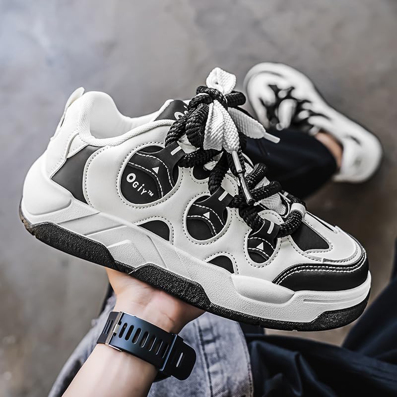 Men's Fashion Street Style Thick Soled Skateboard Shoes, Comfortable Non-Slip Durable Lace-up Sneakers, Suitable for Men's Outdoor Activities for All Seasons Shoes Size 6.5-103