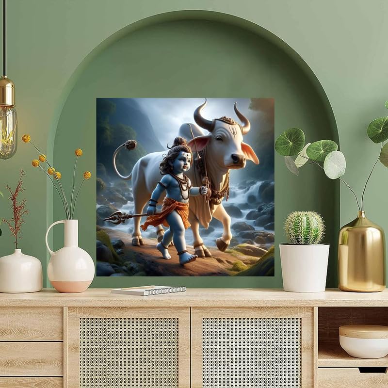 Image of British Terminal Cute little Bal Gopal Baby God Krishna| Kanha Ji | Laddu Lord Makhan Chor Painting Religious Poster for Pregnant Women for wall (matt thin vinyl,sticker,multicolor,unframed)| bj238