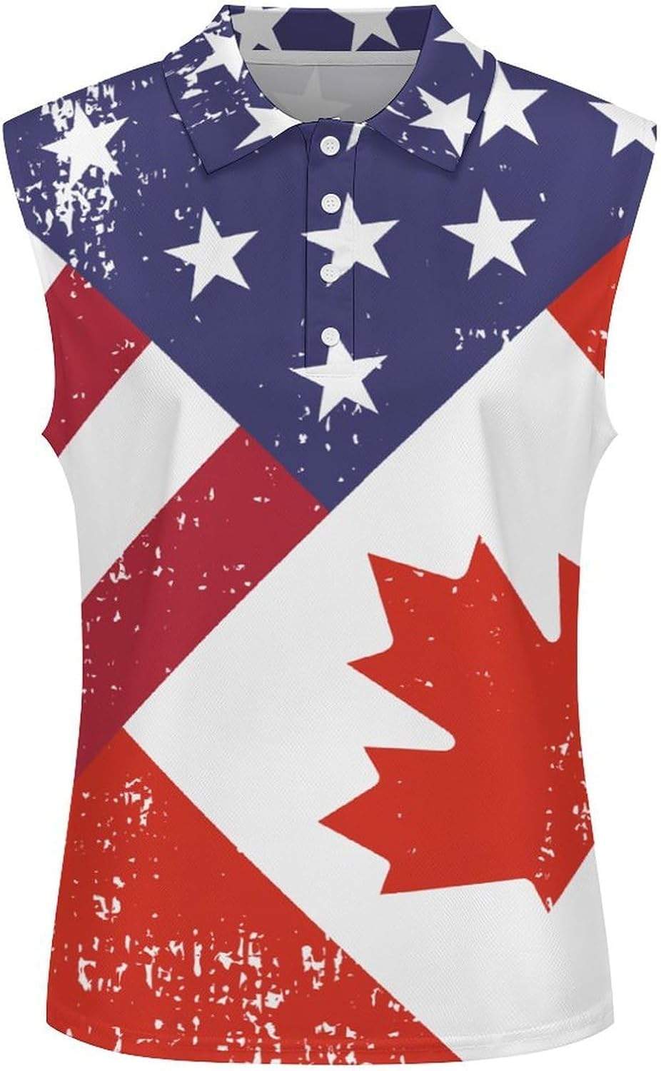 Retro America Canada Flag Women's Golf Shirt Sleeveless Polo Shirts Tank Tops Blouses Tennis T-Shirts Casual