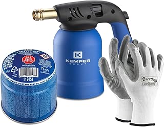 Kemper - Candeeiro para soldar maçarico 1 bomba de gás butano seguro 1 luvas de presente