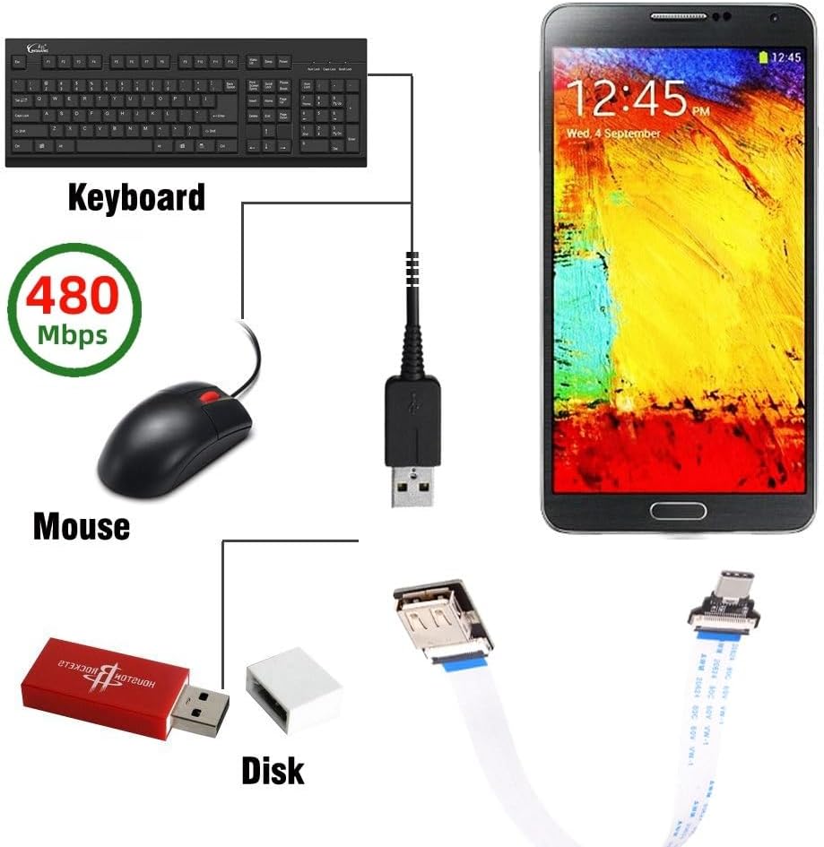 USB 3.1 Type C Male Host to USB3.0 Type A Female OTG Flat Slim FPC Data Cable for Laptop & Phone
