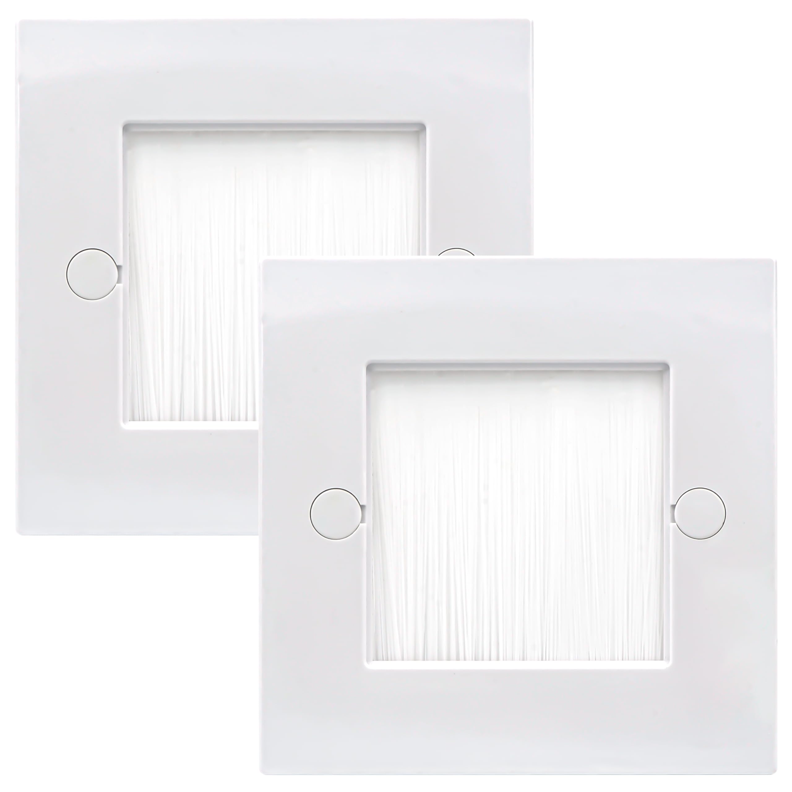 Brush Wall Plate,Cable Pass Through Insert for Wires, Single Gang Cable Brush Plate, Brush Wall Socket for HDTV, HDMI, Home Theater Systems, White 2 Pack