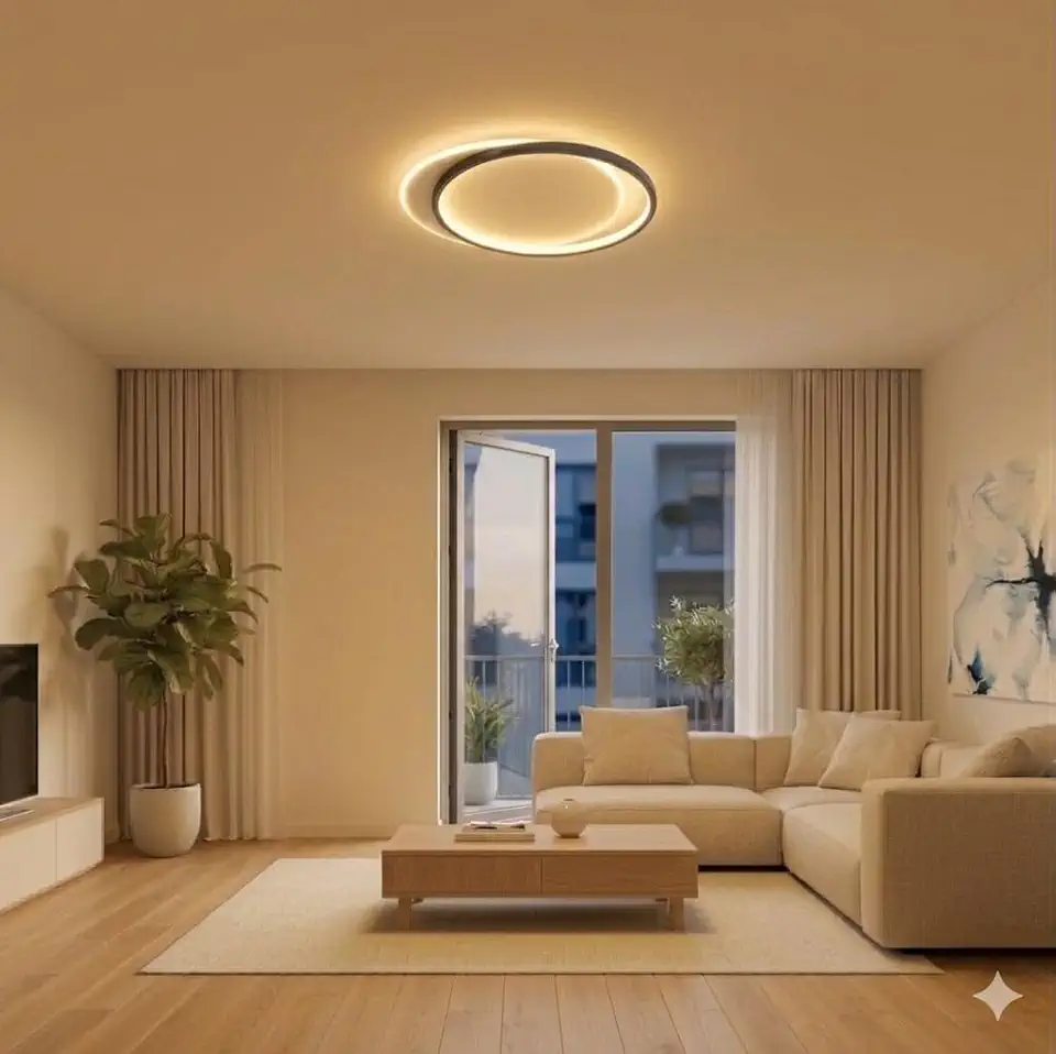 Luminária De LED De Sobrepor Modelo Duas Luas Grandes Bivolt 3 cores em 1 29W Potência