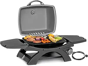 MASTER COOK Tabletop Gas Grill, 11500 BTU Portable Propane Grill Outdoor with Removable Side Shelves for BBQ Camping Patio Backyard