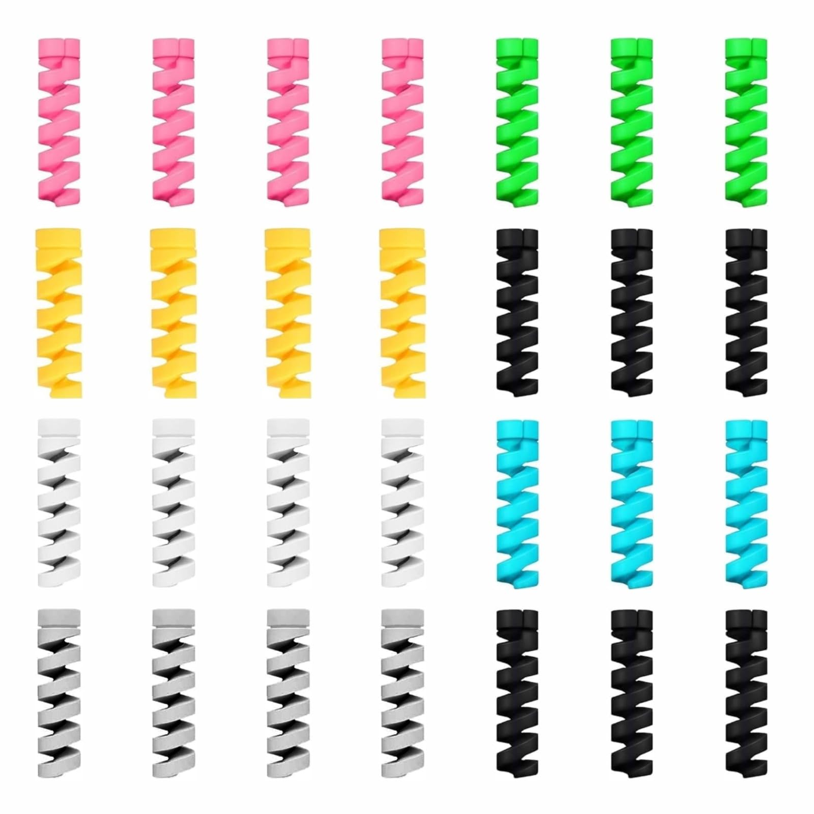 Lapster 28 pcs Mix Spiral Charger Spiral Charger Cable Protectors for Wires Data Cable Saver Charging Cord Protective Cable Cover