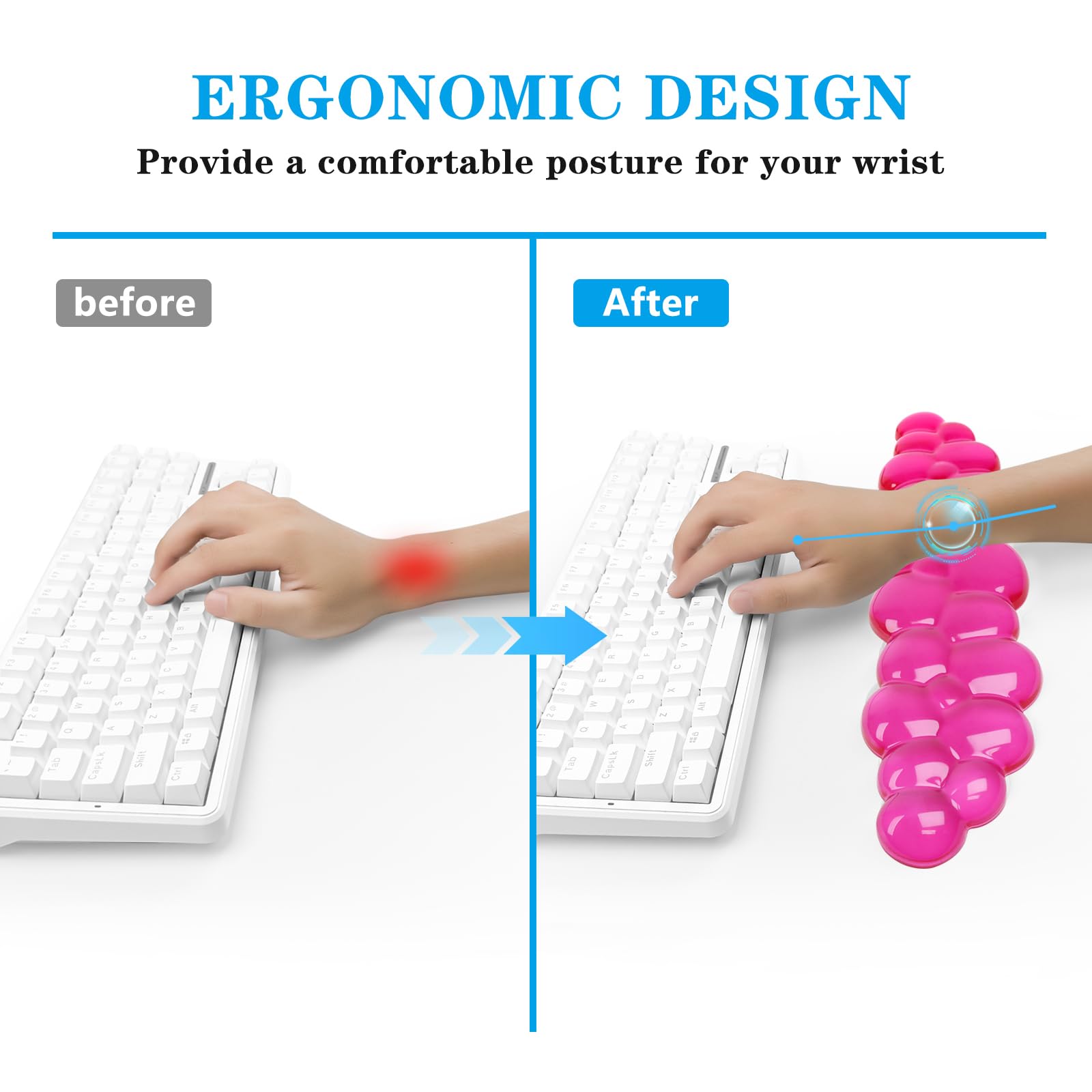 Repose-poignet en gel en forme de nuage pour clavier, joli support de poignet et repose-bras pour clavier pour soulager la douleur, convient pour le bureau/ordinateur/ordinateur portable/jeux