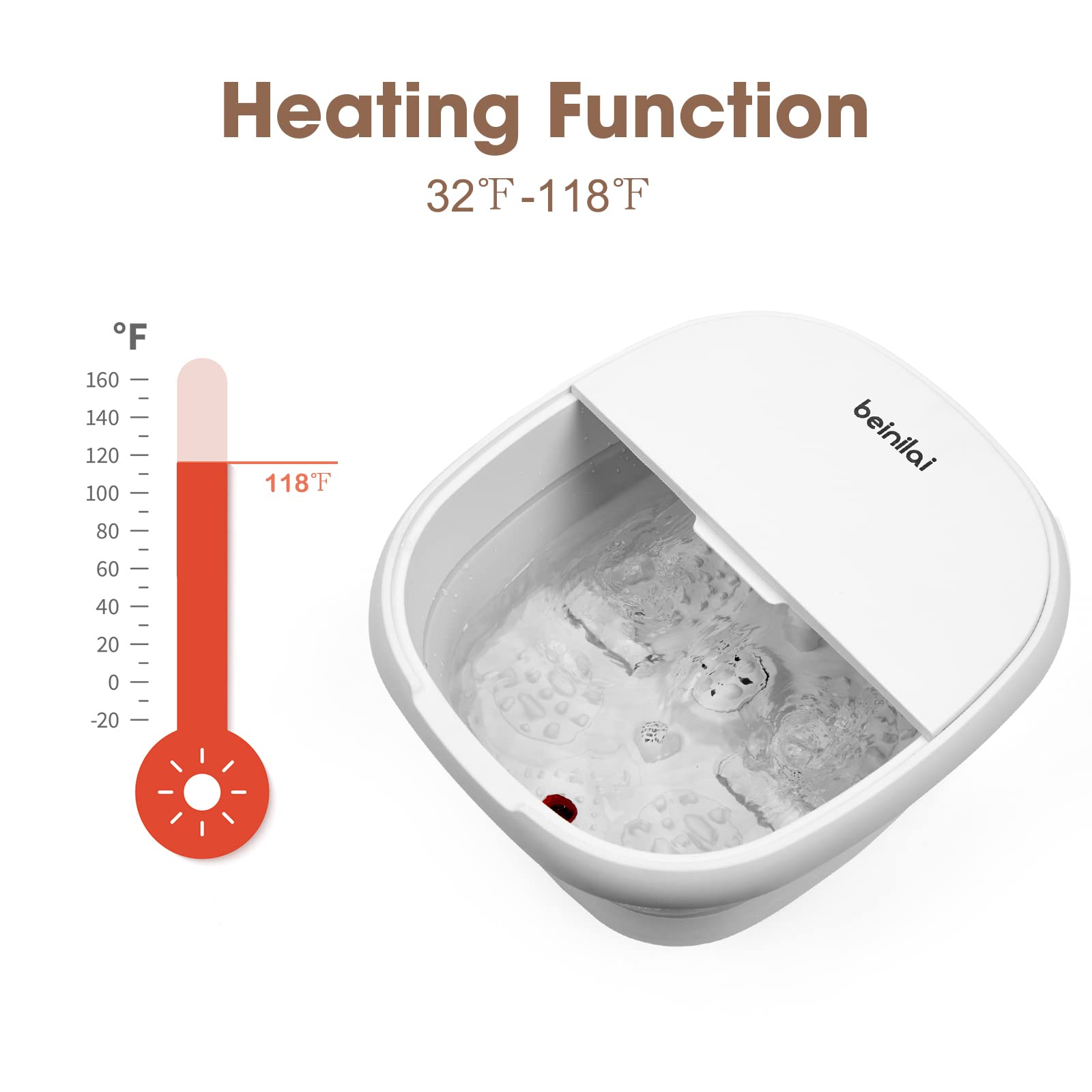 Beinilai Collapsible Foot Spa Bath Massager with Heat,Pedicure Foot Spa,Include Foot Massage Spa Rollers and Foot File,Collapsible Foot Bath with Red Light