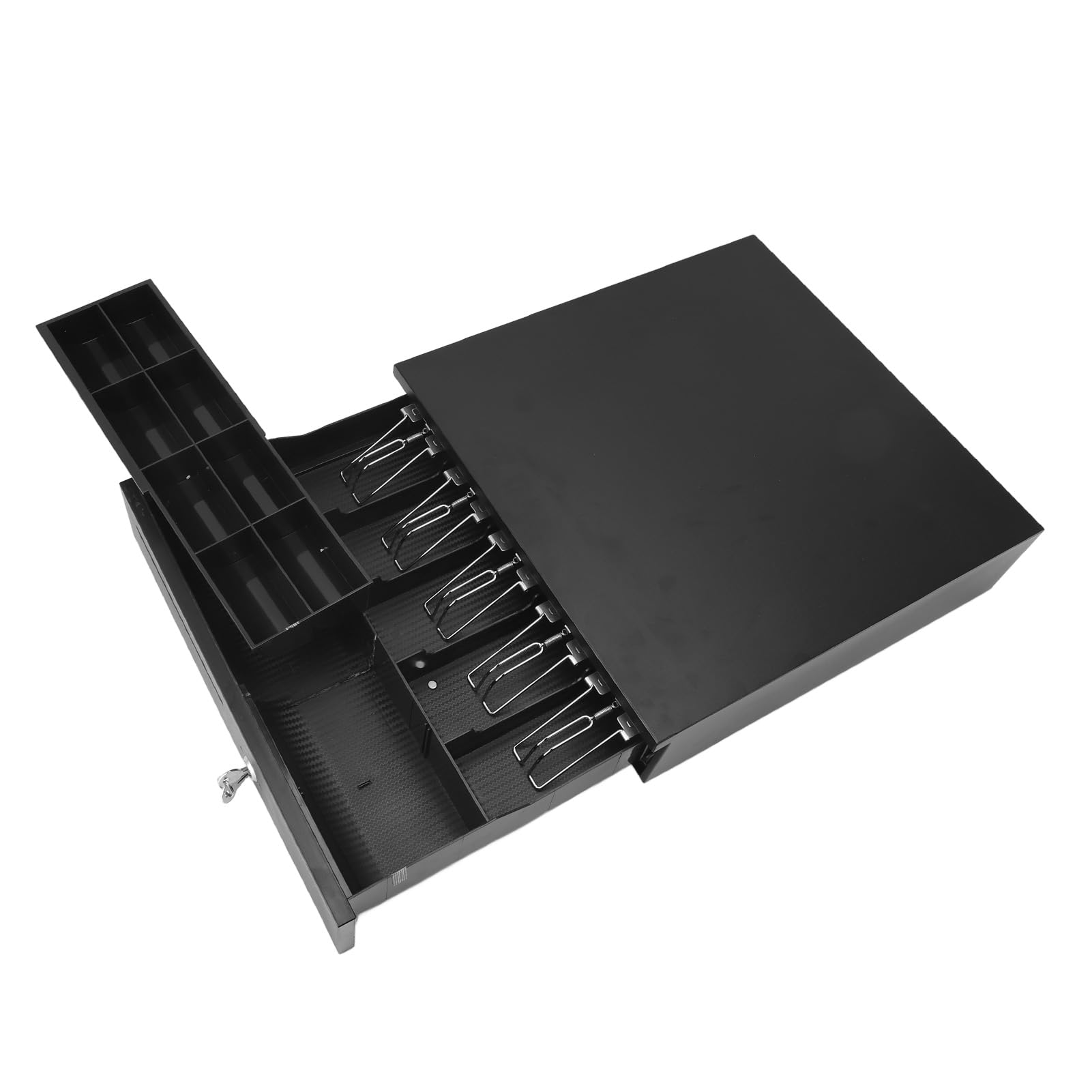Cassetto Porta Soldi Per Registratore Di Cassa - 7 Scomparti (4 Banconote + 3 Monete), Materiale ABS, Nero