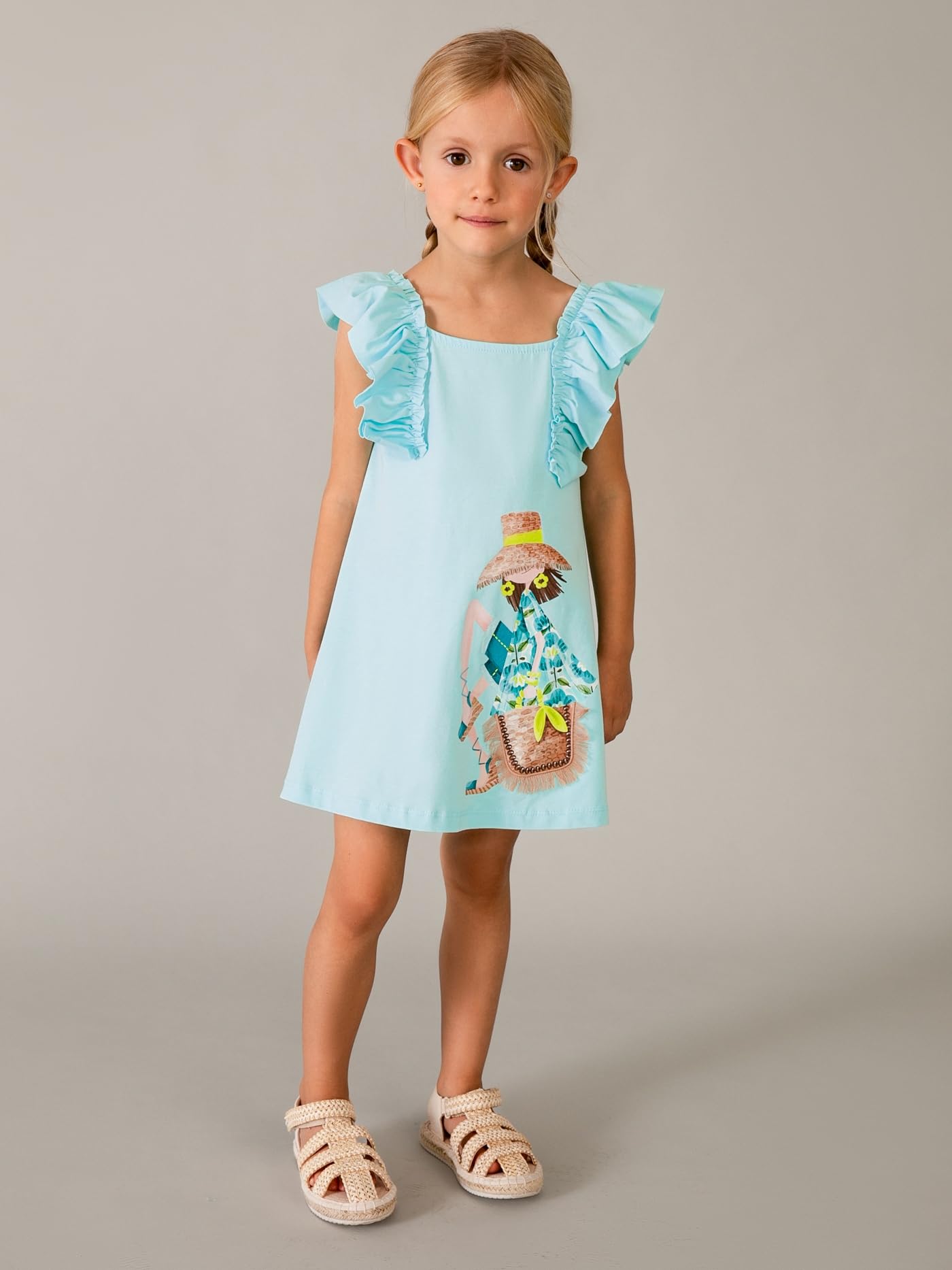 Mayoral Vestido Punto Volantes para niña Geranio