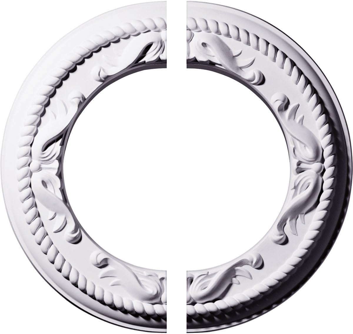Ekena Millwork CM12ME2 12 1/4"OD x 7 1/2"ID x 7/8"P Roped Medway Ceiling Medallion, Fits Canopies up to 7-1/2", 2 Piece