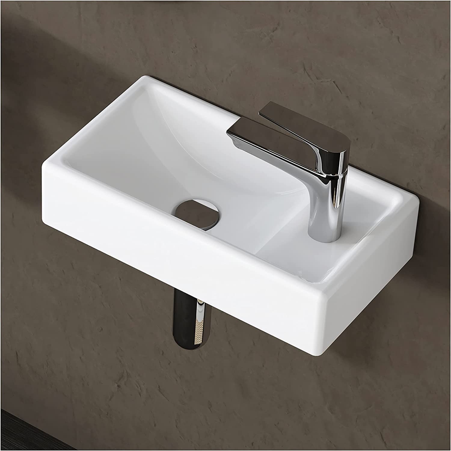 Buy Lifezcime 16Inch Corner Wall Hung Bathroom Sink Rectangle Ceramic