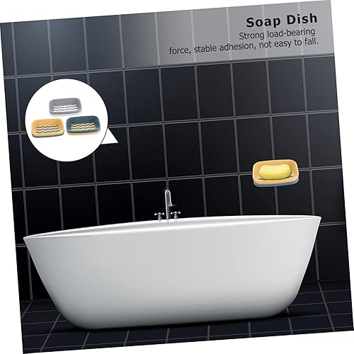 Miniatura 3 de Cabilock Soporte de jabón de 3 piezas montado en la pared, resistente estante de almacenamiento de jabón de baño, bandeja de drenaje