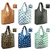Grocery-Totes-Bags-Shopping-Reusable-Bags 5 Pack with Pouch Grocery Bags Cloth Reusable Bags Ripstop Washable Foldable Bag Large Durable Lightweight green black teal blue navy