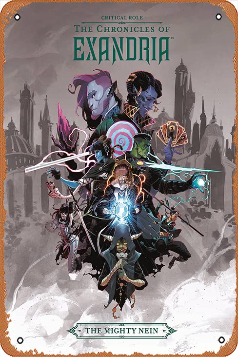 Retro Cartoon Metal Tin - CRITICAL ROLE HC VOL 01 CHRONICLES OF EXANDRIA MIGHTY NEIN - Anime Tin Sign Poster,Wall Art,Vintage Plaque Sign for Bar Restaurant Home Coffee Bathroom Garage Office Wall