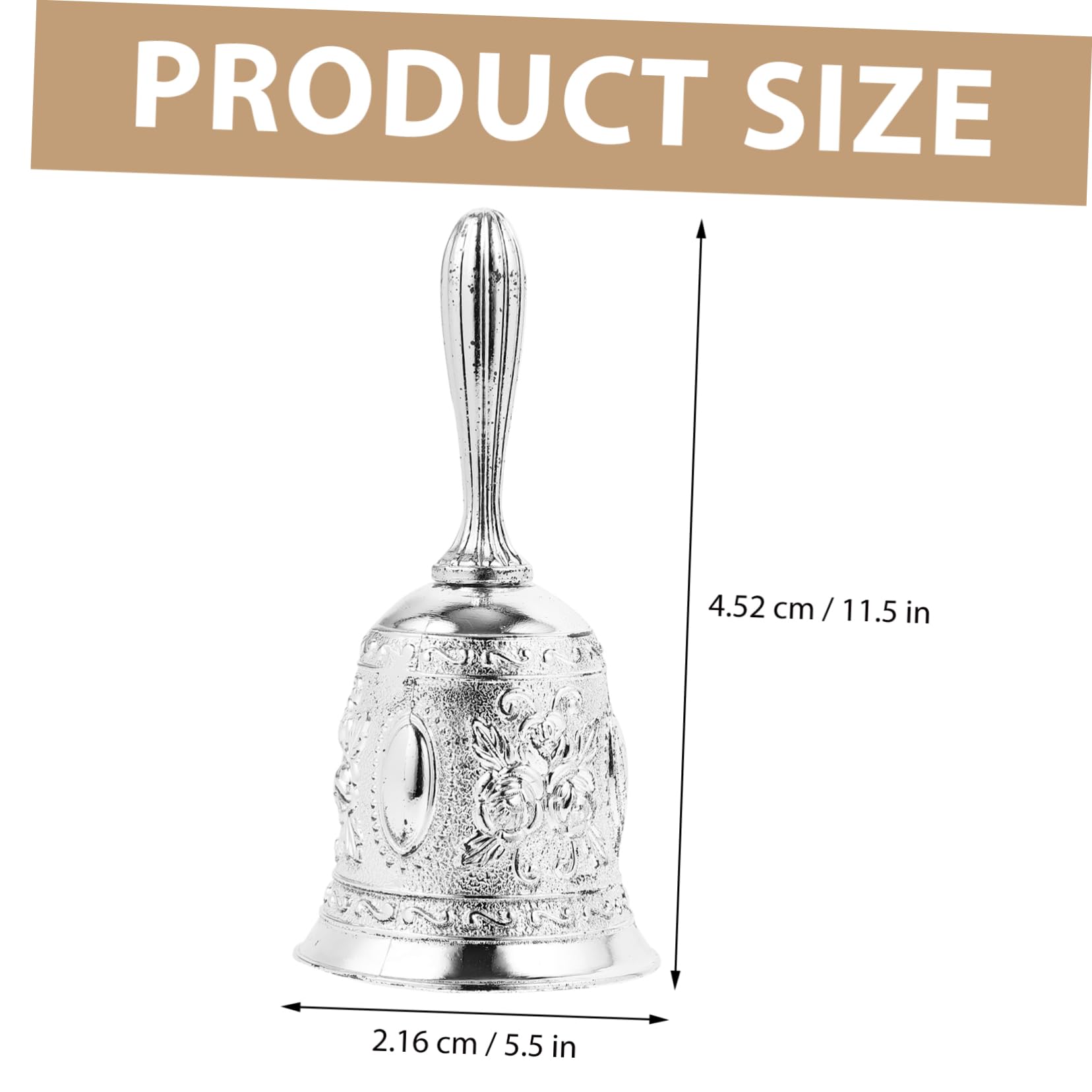 DOITOOL 4 Piezas Campana de Mano de Metal para Escuela Campana de Servicio Retro para Escritorio para Clases Eventos y Restaurantes Práctico y Funcional