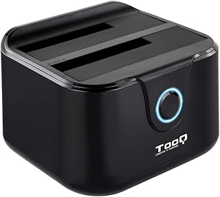 TooQ TQDS-802B – Docking Station Docking Station with Dual SATA Bay for 2.5" and 3.5" Disks, USB 3.0 and USB 2.0 Host, Clone Offline Function, Black