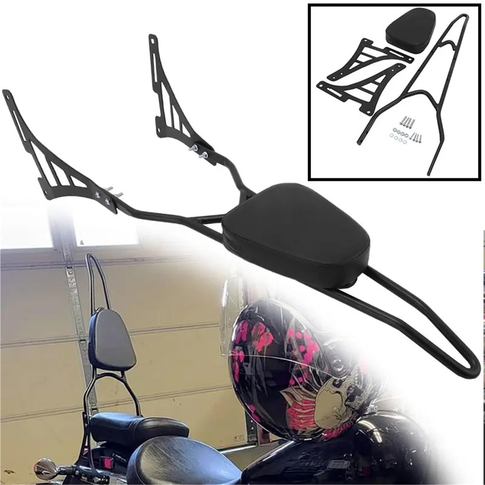 Poduszka Kufer Motocyklowy Pasuje do Harley Sportster XL 1200 883 X48 2004-2023 Tylne oparcie pasażera czarne, odpinane