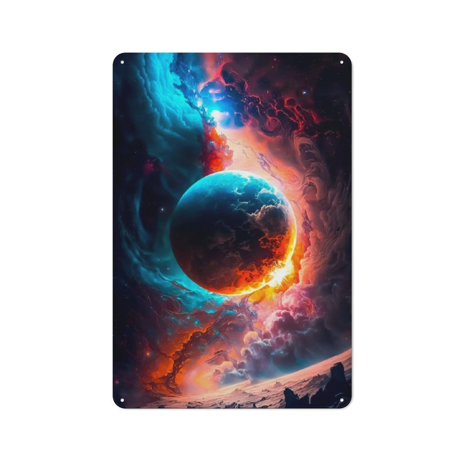 Junmoney Space Clouds Tin Sign 30X20cm For Workshop Wall, Retro Wall Decor, Suited To Metal Sign Collectors