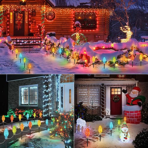 Brizled Christmas Pathway Lights Outdoor, Jumbo C9 Path Lights Connectable, 65FT