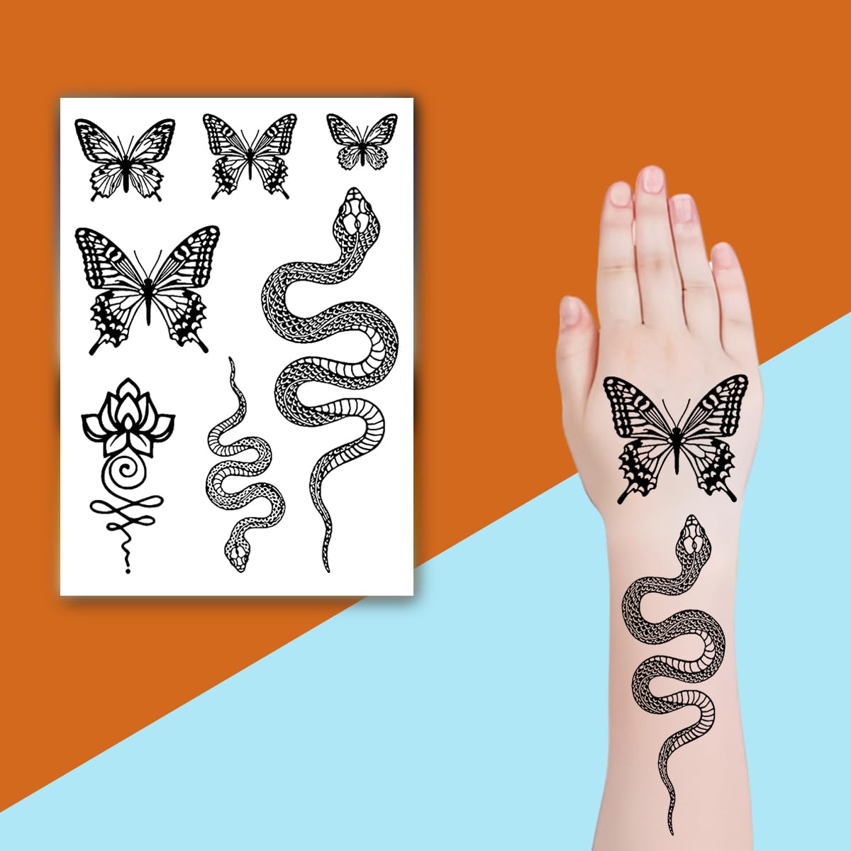 regal rose mehndi design henna temporary waterproof body tattoo (black) for women and girls