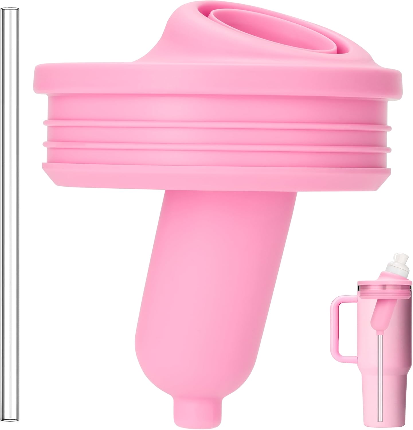 Snowfall Tumbler Adapter Compatible with Stanley Quencher H2.0 40oz,Fit for Cirkul Flavor Cartridge,Directly Install Food-Grade Leak-Proof Flavor Cartridge Adapter (Pink)