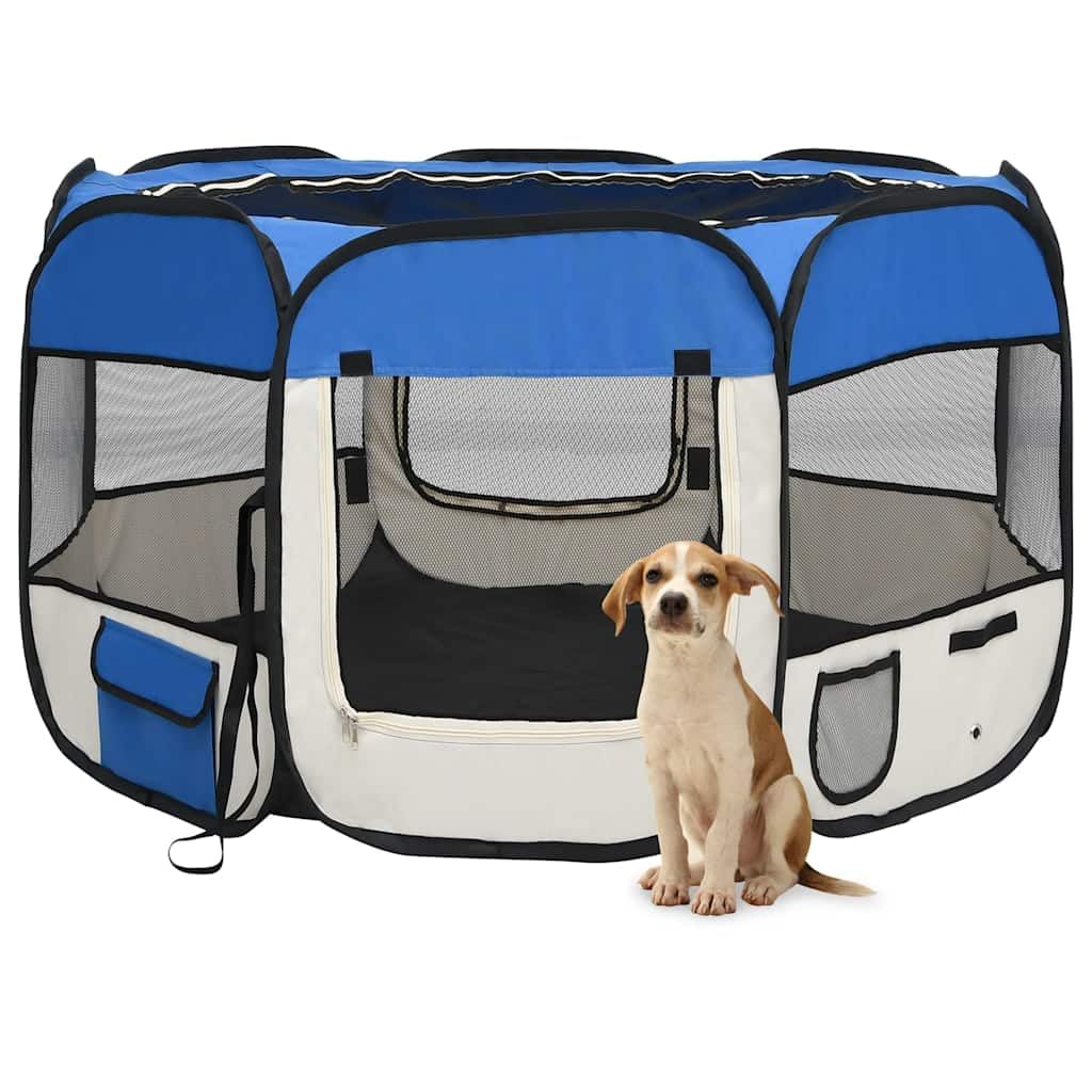 Parque plegable para cachorros de poliéster y acero, 110 x 110 x 58 cm, con bolsa de transporte, perrera plegable para entrenamiento, protección, seguridad, parque infantil y espacio para