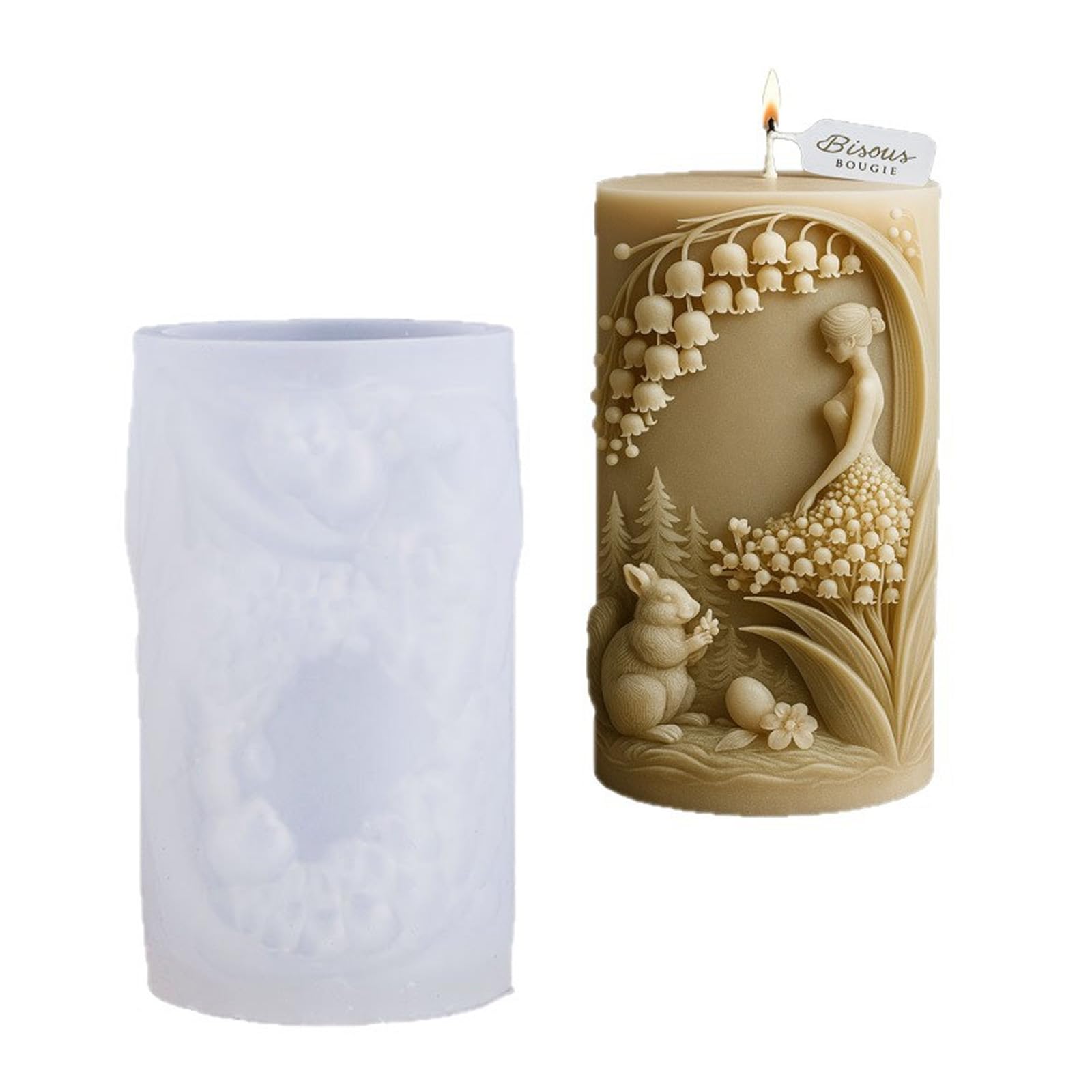Lerpwige Easter Silicone Mold Floral Maiden Figure Cylinder Silicone for Resin Casting Soap Chocolate Baking Mold