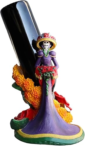Ebros Gift Calavera gótica Dancing Lady Catrina, diseño de calavera de azúcar, rosas rojas y naranjas, 9.25 pulgadas de alto