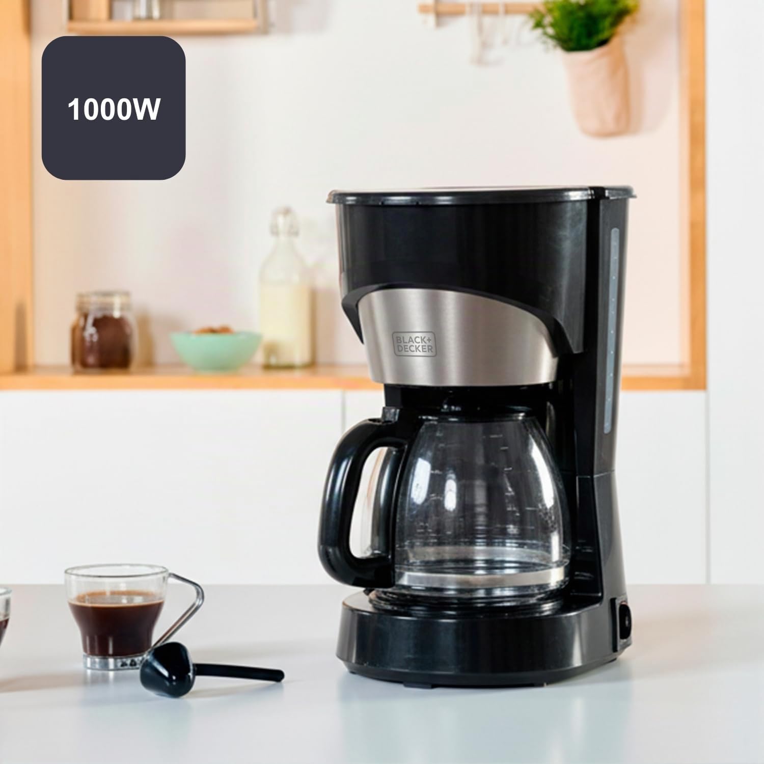 Black+Decker - Cafetera de Goteo 12 Tazas, 1,5L, 1000W, Antigoteo, Acero Inox