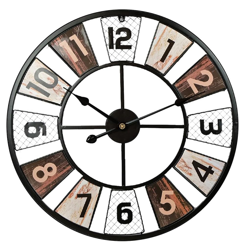 60 cm Große Industrielle Runde Wanduhr Wanduhr Vintage Metall-Metalluhr Wohnzimmer Wanduhren Leises Quartz Uhrwerk Ohne Tick-Geräusche