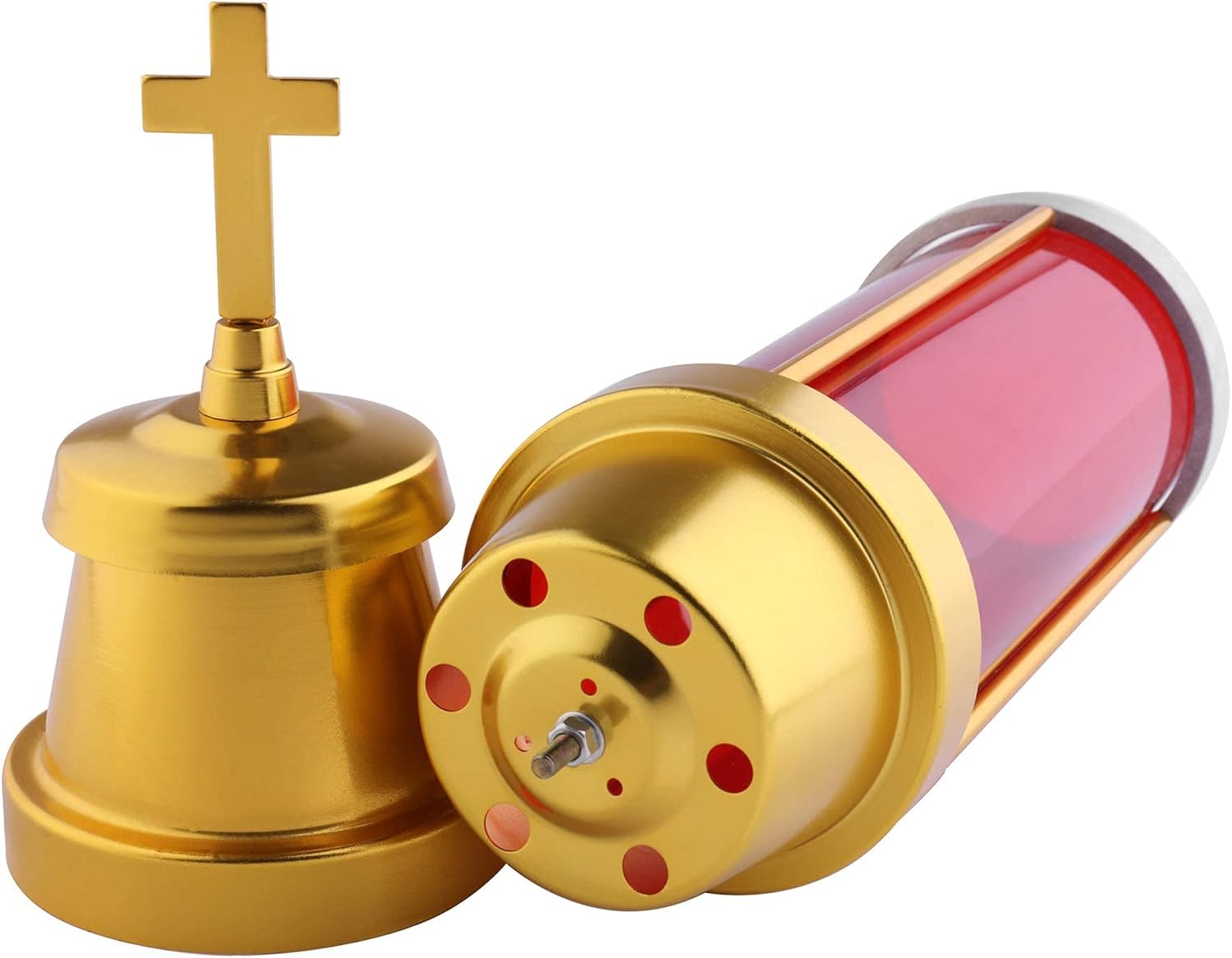 One-Day Sale: Up to 50% Off Cemetery Light by Eternal Light Dome Memorial Light with Ground Stake Anodized Aluminum Vigil Light Red