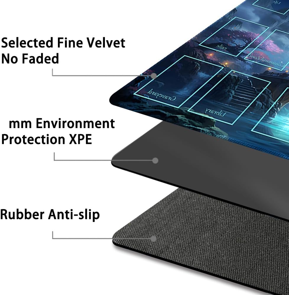 DAUXID Premium Stitched MTG Playmat with Zones and Non-Slip Rubber Backing - TCG Play Mat for MTG and Other Card Games - Colorful Design with Vintage Look and Feel (DKT (117),Zones)