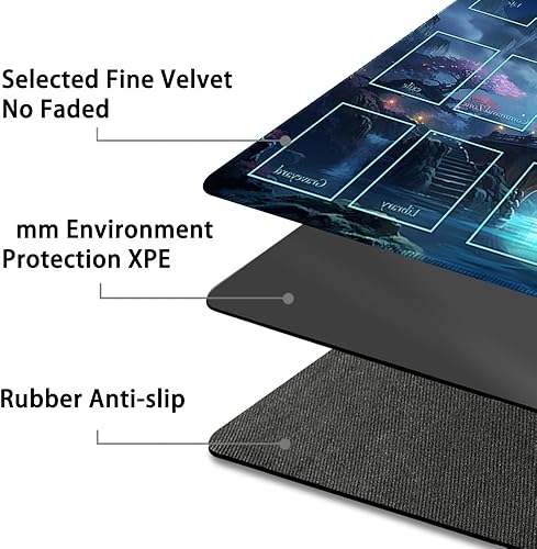 Miniatura 4 de DAUXID Tapete de juego MTG cosido de alta calidad con zonas y respaldo de goma antideslizante, tapete de juego TCG para MTG y otros juegos de