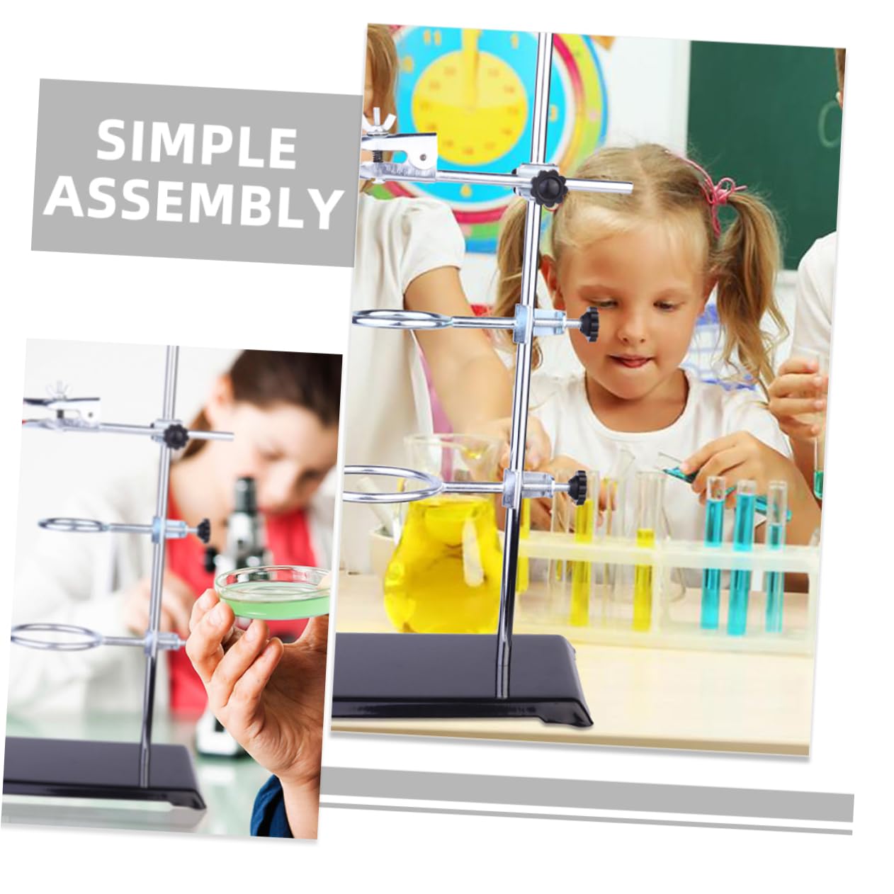 VALICLUD Labor-metallgestell mit Ringklemme und Trichterhalter Robustes Eisen Laborstativ für Chemieexperimente Stabil und Einfach Montierbar als Tischstativ mit Klemmen