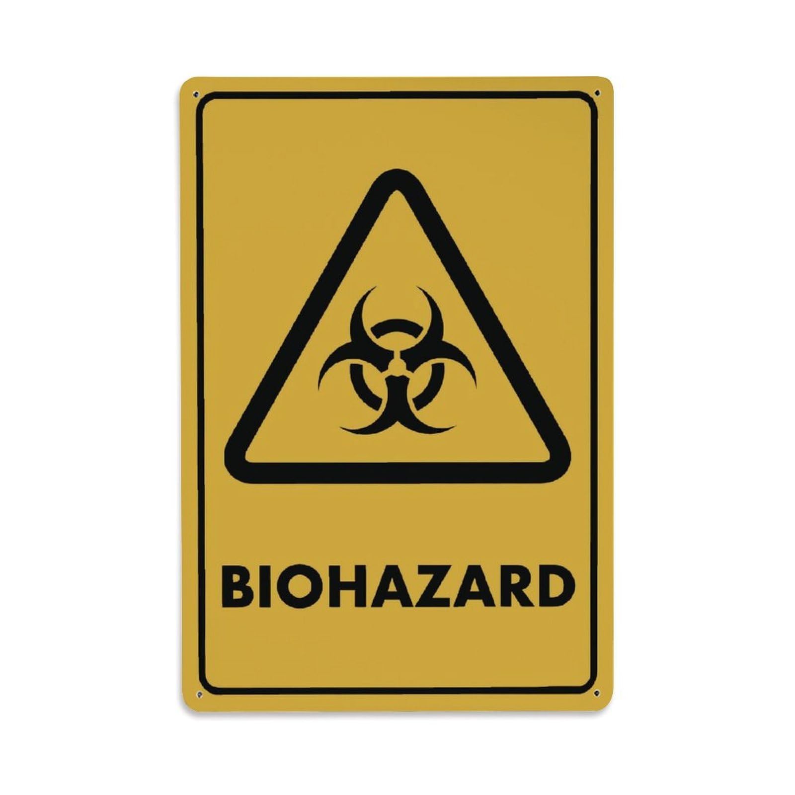 Biohazard Warning Safety Sign Vintage Aluminium Metal Sign, Retro Wall Decor for Home, Bar, Garage & Farmhouse 30x20cm