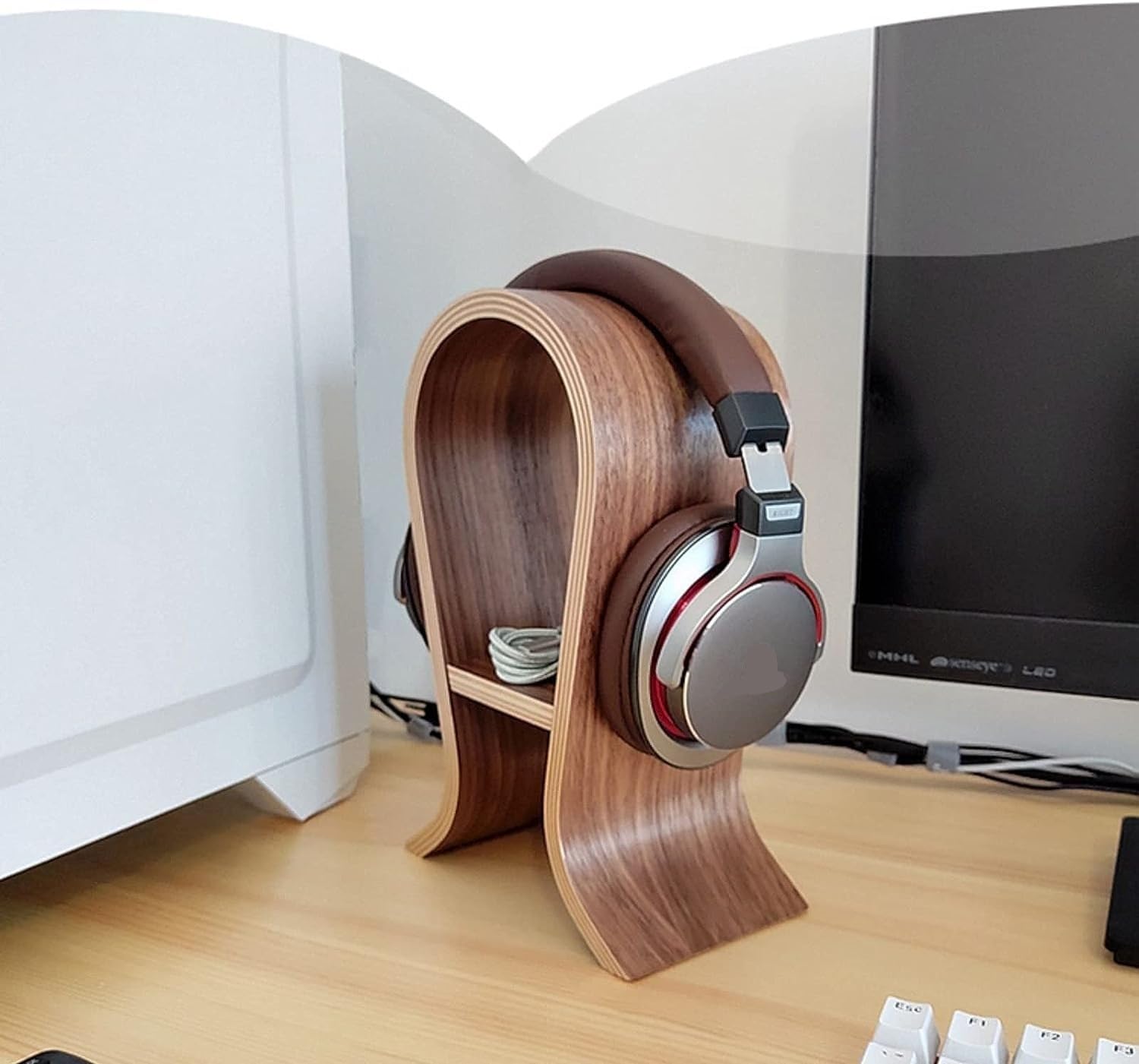 Gaming Accessori Display per Cuffie da Gioco con Finitura in Noce Computer Creativo Metti Ripiano per Auricolari Gioco per PC Stand Over-Ear da Gioco