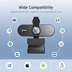 4K Webcam for PC, PDAF/CDAF Autofocus, 1080P@60FPS, 79° FOV, Auto Light Correction, 2 Noise Reduction Mics, Privacy Cover, USB-A, Streaming Camera for Skype, Teams, Online Meeting, NewEye 62