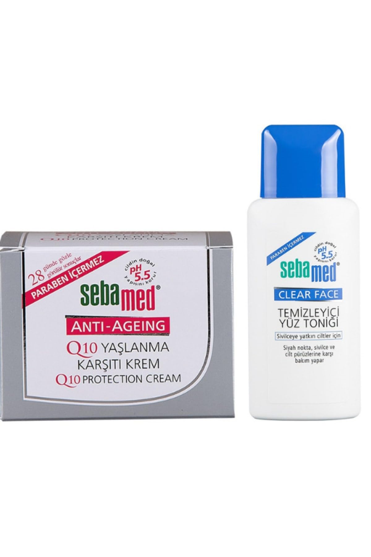 Sebamed Cilt Bakım Seti - Q10 Yaşlanma Karşıtı Krem - Clear Face Temizleyici Yüz Toniği 150 Ml