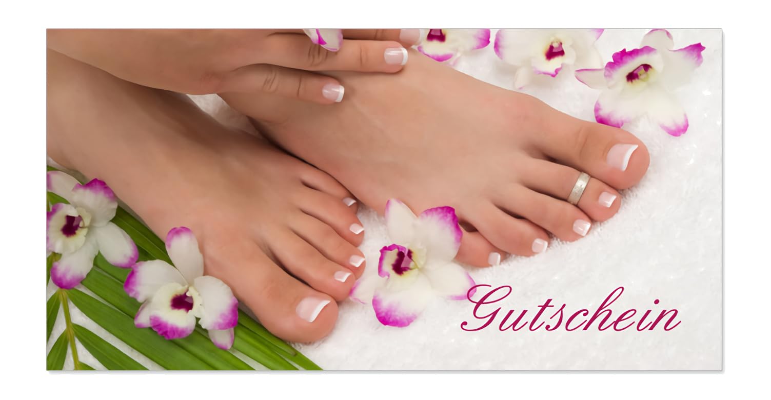Geschenkgutscheine (Fusspflege-608) - Gutscheinkarten Gutscheine für Bereiche Wellness, Erholung, Entspannung oder Kosmetik und Reisen (200)