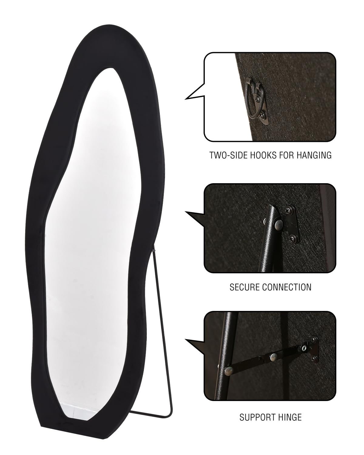 ITSRG Full Length Mirror - 24x63 Inches, Irregular Flannel Frame, Floor Or Wall Mount - View #8