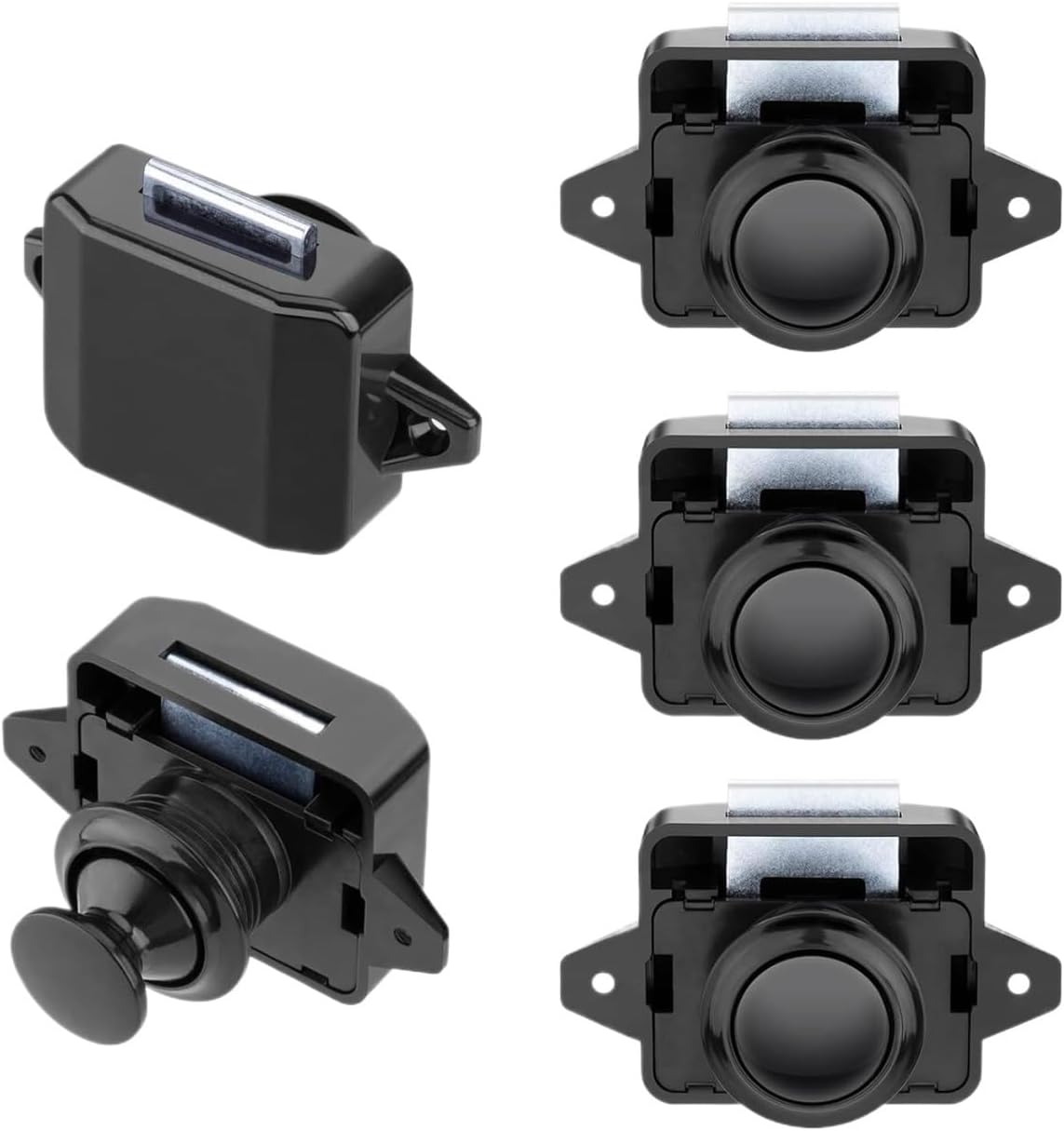 5 Pieces 26mm Push Button Latches Cabinet Door Catch Keyless Camper Car Push Lock for RV Cupboard Motorhome(Chrome)